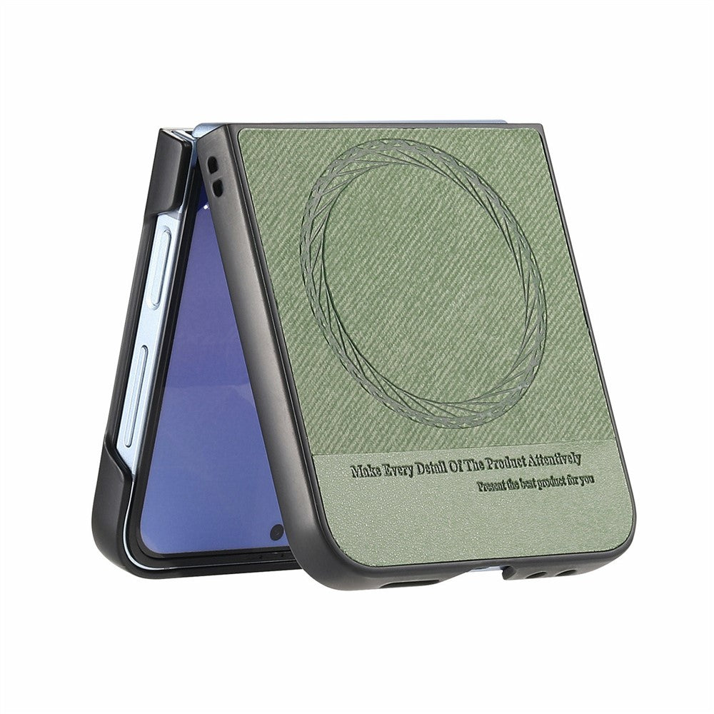 For Samsung Galaxy Z Flip7 FE 5G / Z Flip6 5G Case Compatible with MagSafe Denim Texture Leather Back Cover - Green