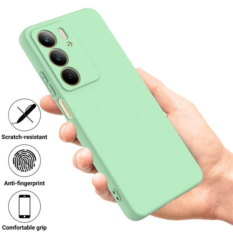 For Realme C75x Liquid Silicone Case Phone Back Cover with Hand Strap - Green