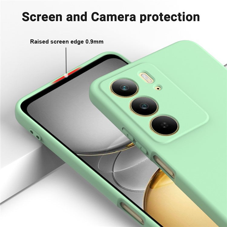 For Realme C75x Liquid Silicone Case Phone Back Cover with Hand Strap - Green