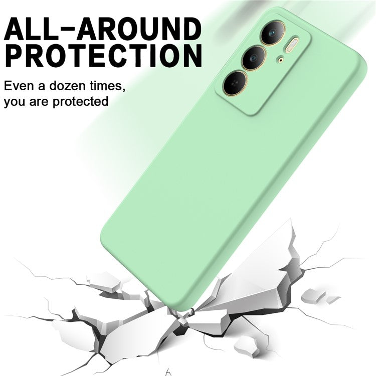 For Realme C75x Liquid Silicone Case Phone Back Cover with Hand Strap - Green