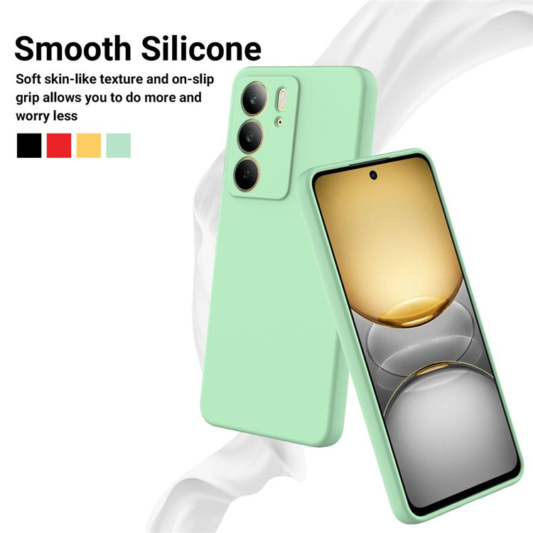 For Realme C75x Liquid Silicone Case Phone Back Cover with Hand Strap - Green