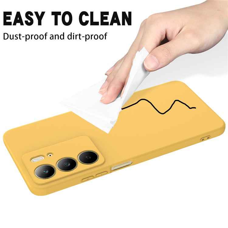 For Realme C75x Liquid Silicone Case Phone Back Cover with Hand Strap - Yellow