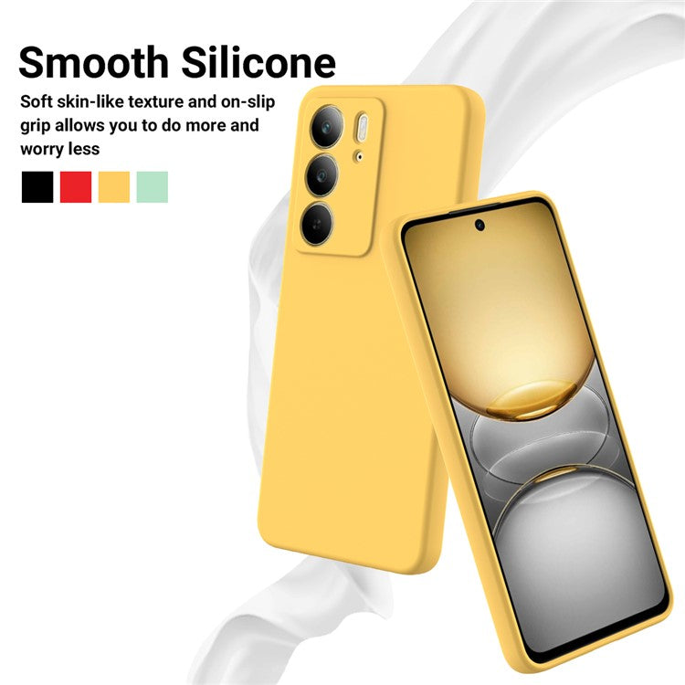 For Realme C75x Liquid Silicone Case Phone Back Cover with Hand Strap - Yellow