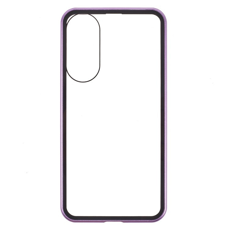 For Samsung Galaxy S25 Edge Case Double-Sided Tempered Glass Magnetic Clear Phone Cover - Purple