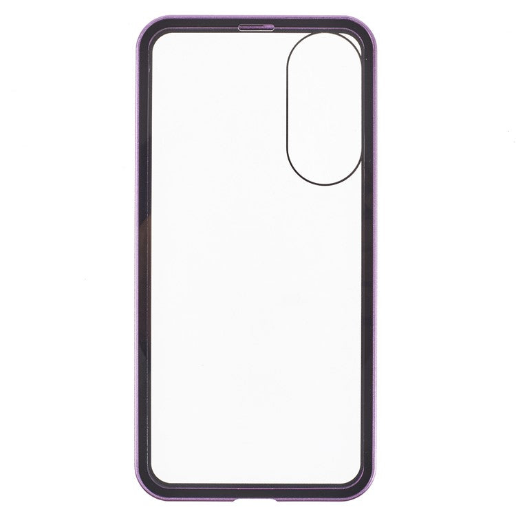For Samsung Galaxy S25 Edge Case Double-Sided Tempered Glass Magnetic Clear Phone Cover - Purple