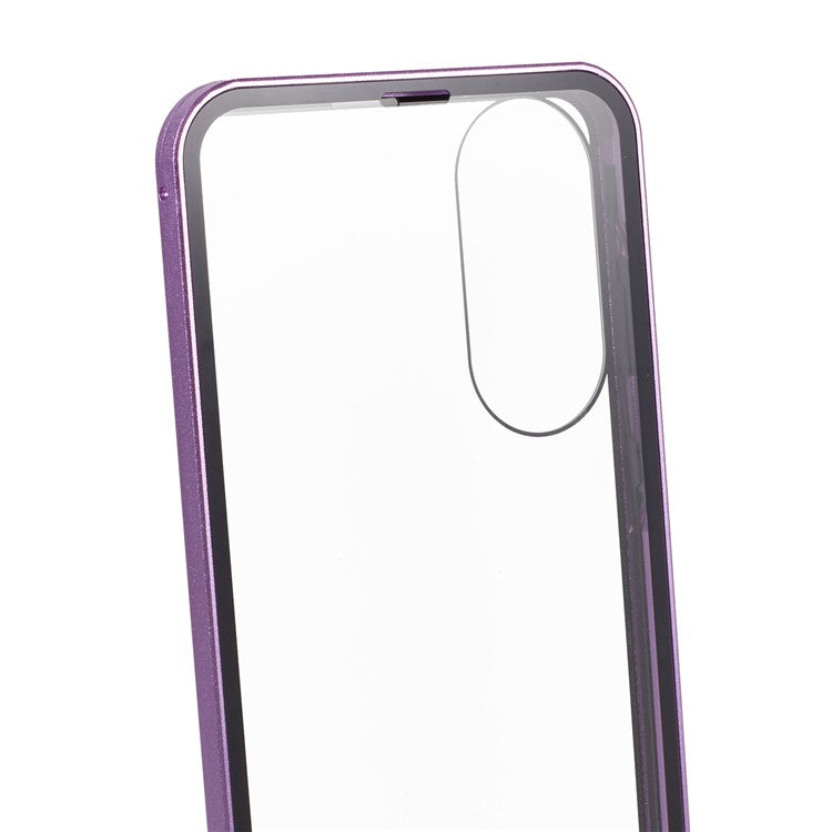 For Samsung Galaxy S25 Edge Case Double-Sided Tempered Glass Magnetic Clear Phone Cover - Purple