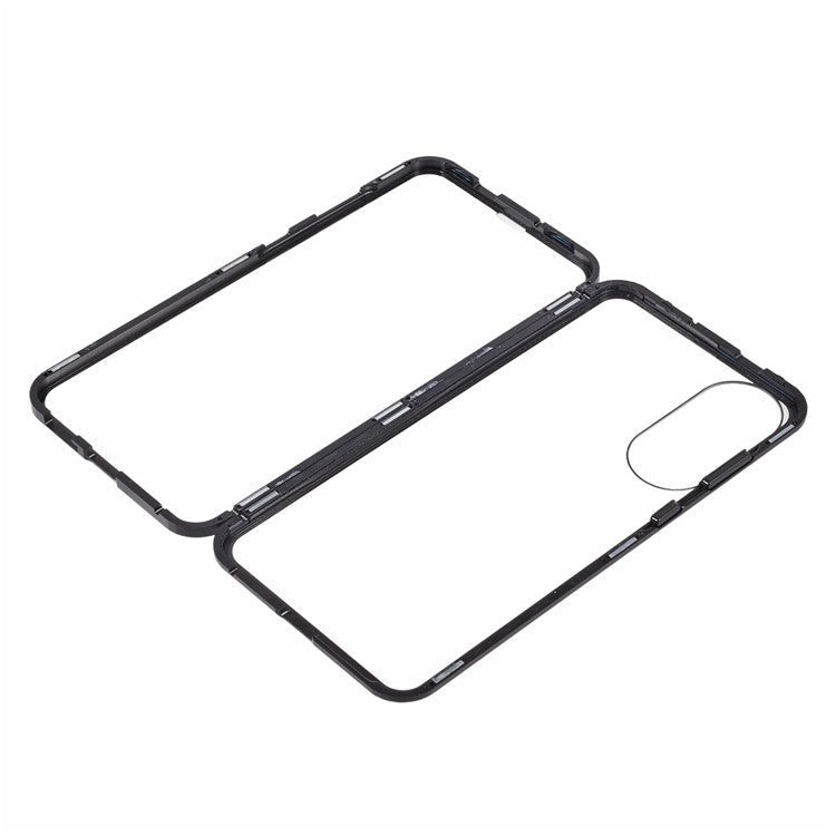 For Samsung Galaxy S25 Edge Case Double-Sided Tempered Glass Magnetic Clear Phone Cover - Black