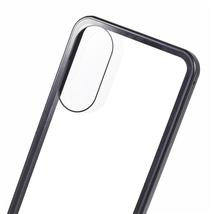 For Samsung Galaxy S25 Edge Case Double-Sided Tempered Glass Magnetic Clear Phone Cover - Black