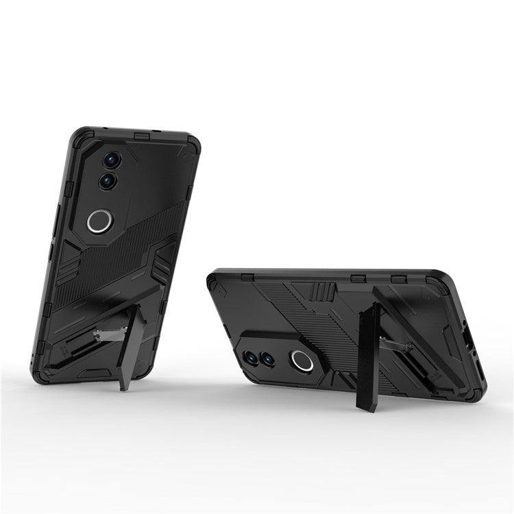 For vivo V50 5G Case PC + TPU Shockproof Phone Cover with Kickstand - Black