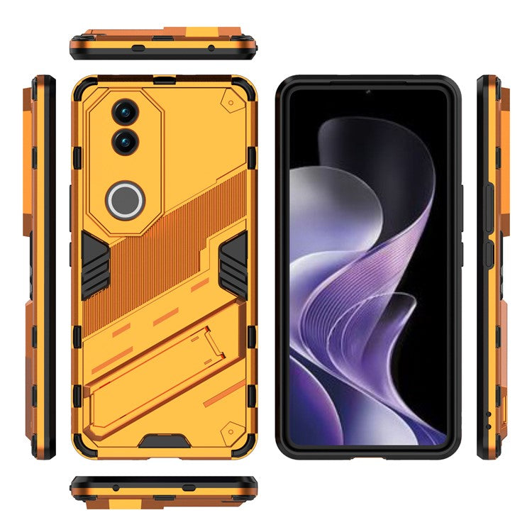 For vivo V50 5G Case PC + TPU Shockproof Phone Cover with Kickstand - Orange