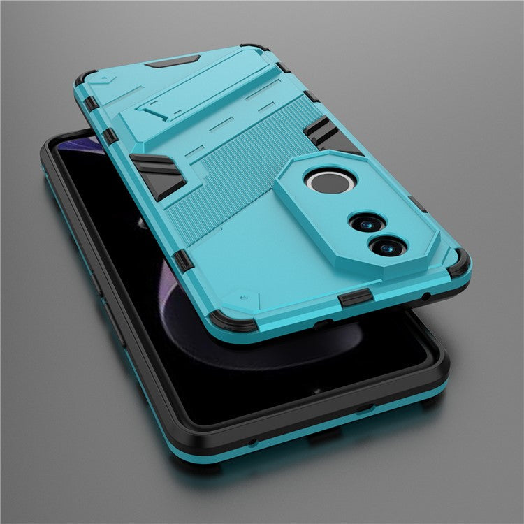 For vivo V50 5G Case PC + TPU Shockproof Phone Cover with Kickstand - Baby Blue