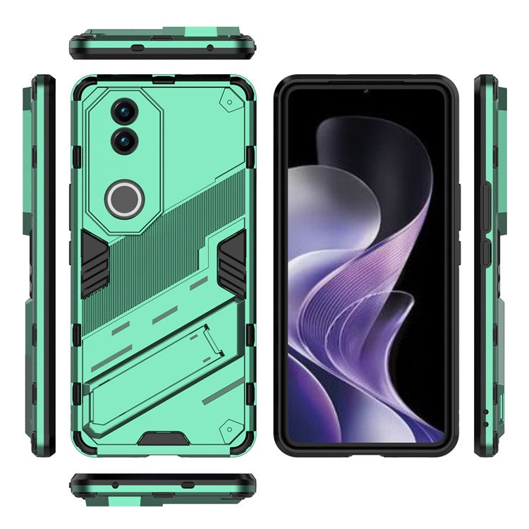 For vivo V50 5G Case PC + TPU Shockproof Phone Cover with Kickstand - Green