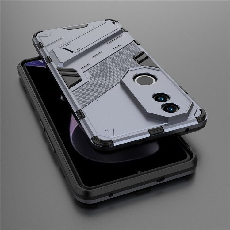 For vivo V50 5G Case PC + TPU Shockproof Phone Cover with Kickstand - Dark Blue