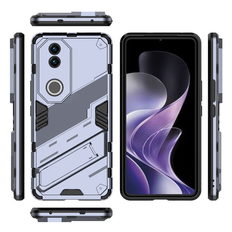For vivo V50 5G Case PC + TPU Shockproof Phone Cover with Kickstand - Dark Blue