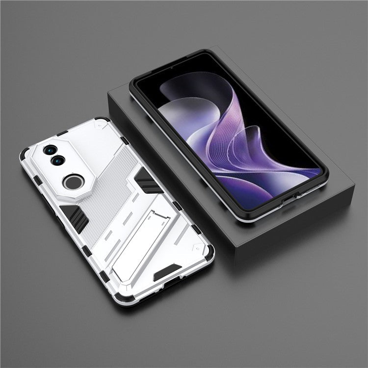 For vivo V50 5G Case PC + TPU Shockproof Phone Cover with Kickstand - White