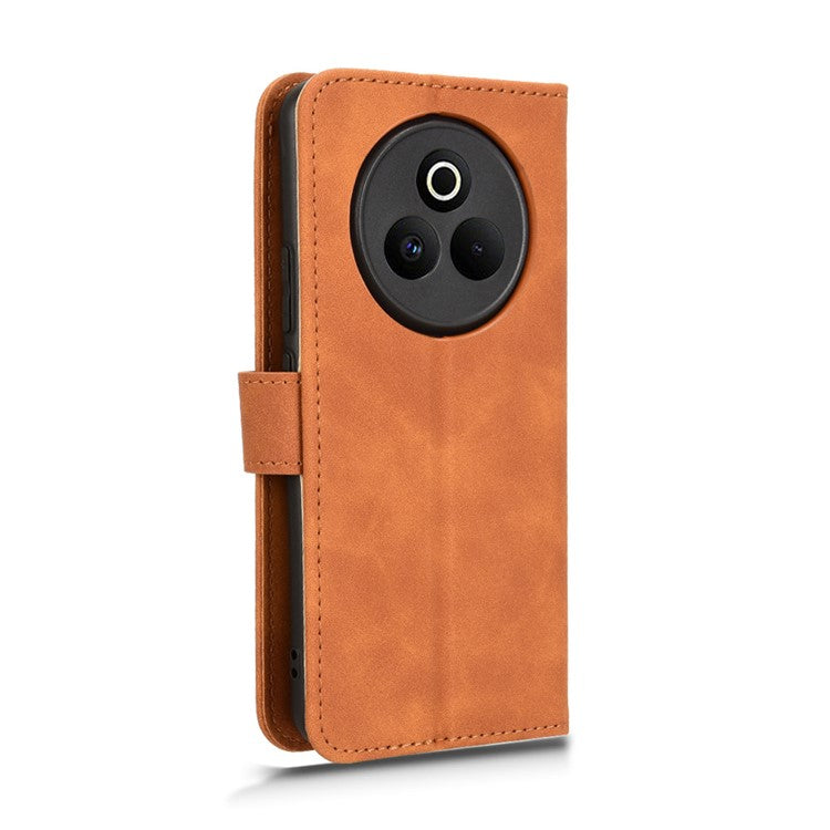 For Realme P3 Pro 5G Leather Case Skin Feel Anti Drop Wallet Flip Phone Cover - Brown