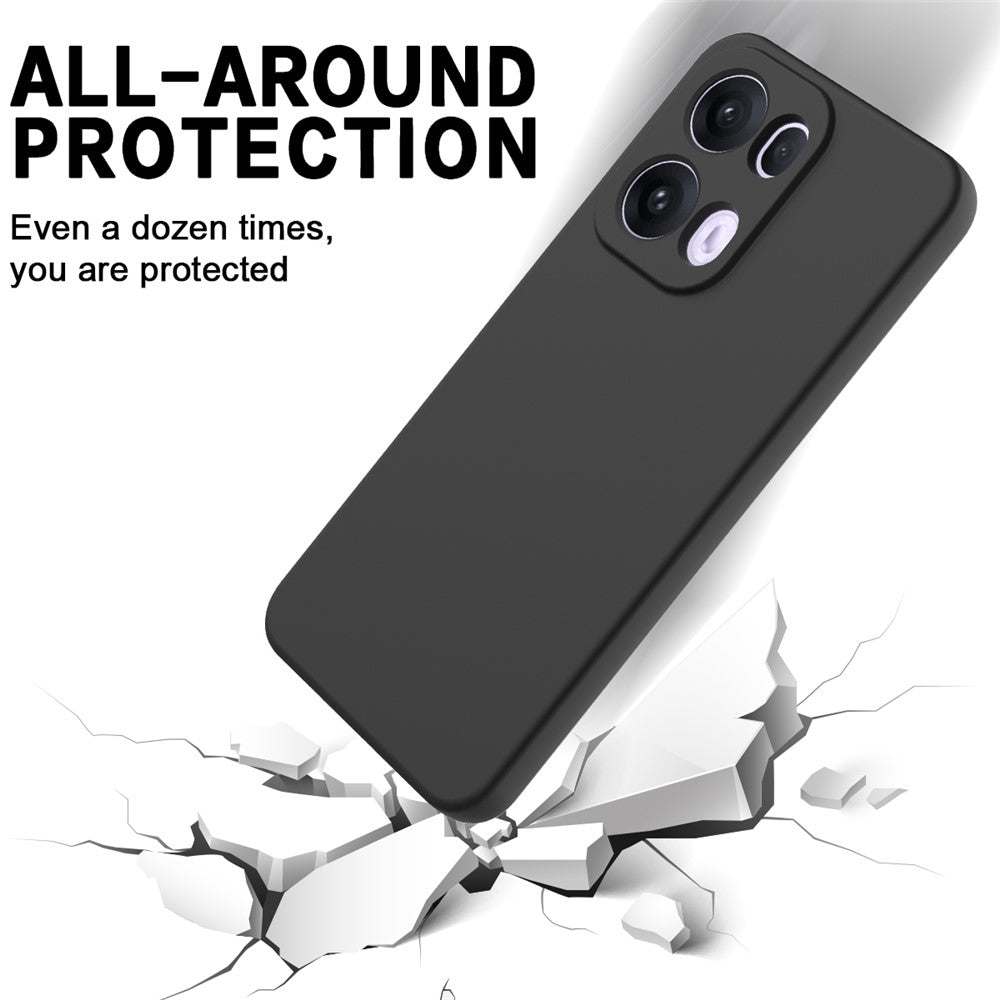 For Oppo Reno13 Pro 5G Liquid Silicone Case Phone Back Cover with Hand Strap - Black