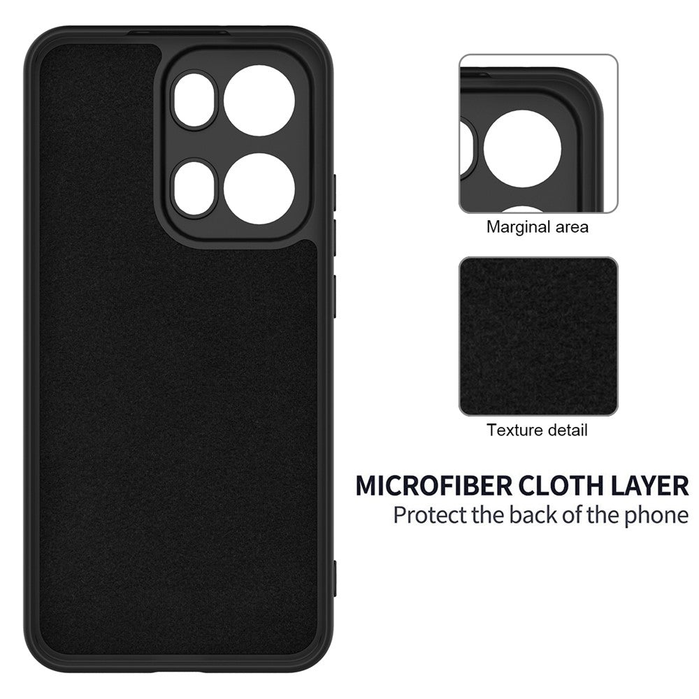 For Oppo Reno13 Pro 5G Liquid Silicone Case Phone Back Cover with Hand Strap - Black