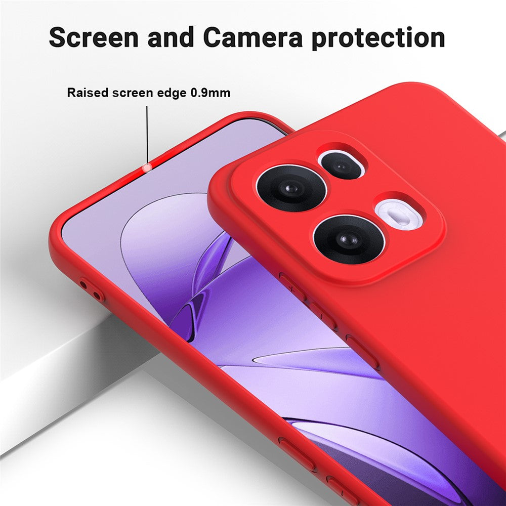 For Oppo Reno13 Pro 5G Liquid Silicone Case Phone Back Cover with Hand Strap - Red