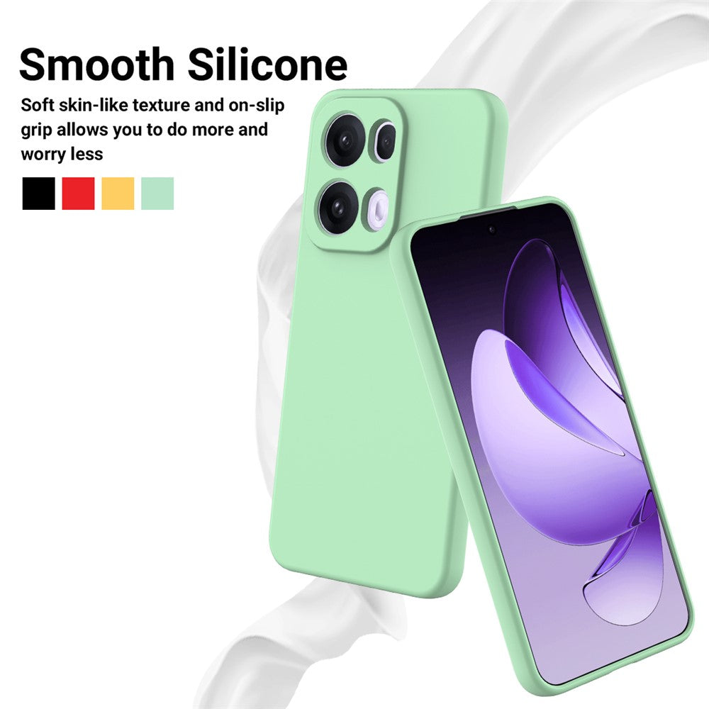 For Oppo Reno13 Pro 5G Liquid Silicone Case Phone Back Cover with Hand Strap - Green