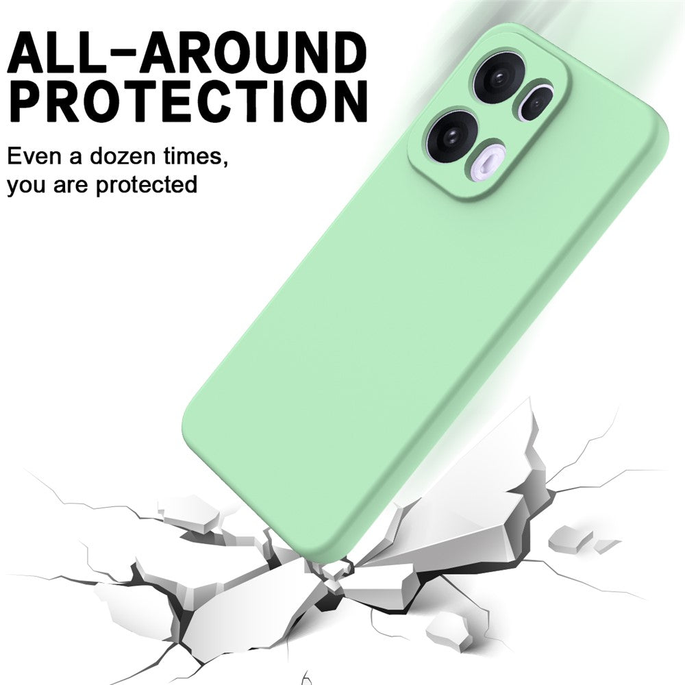 For Oppo Reno13 Pro 5G Liquid Silicone Case Phone Back Cover with Hand Strap - Green