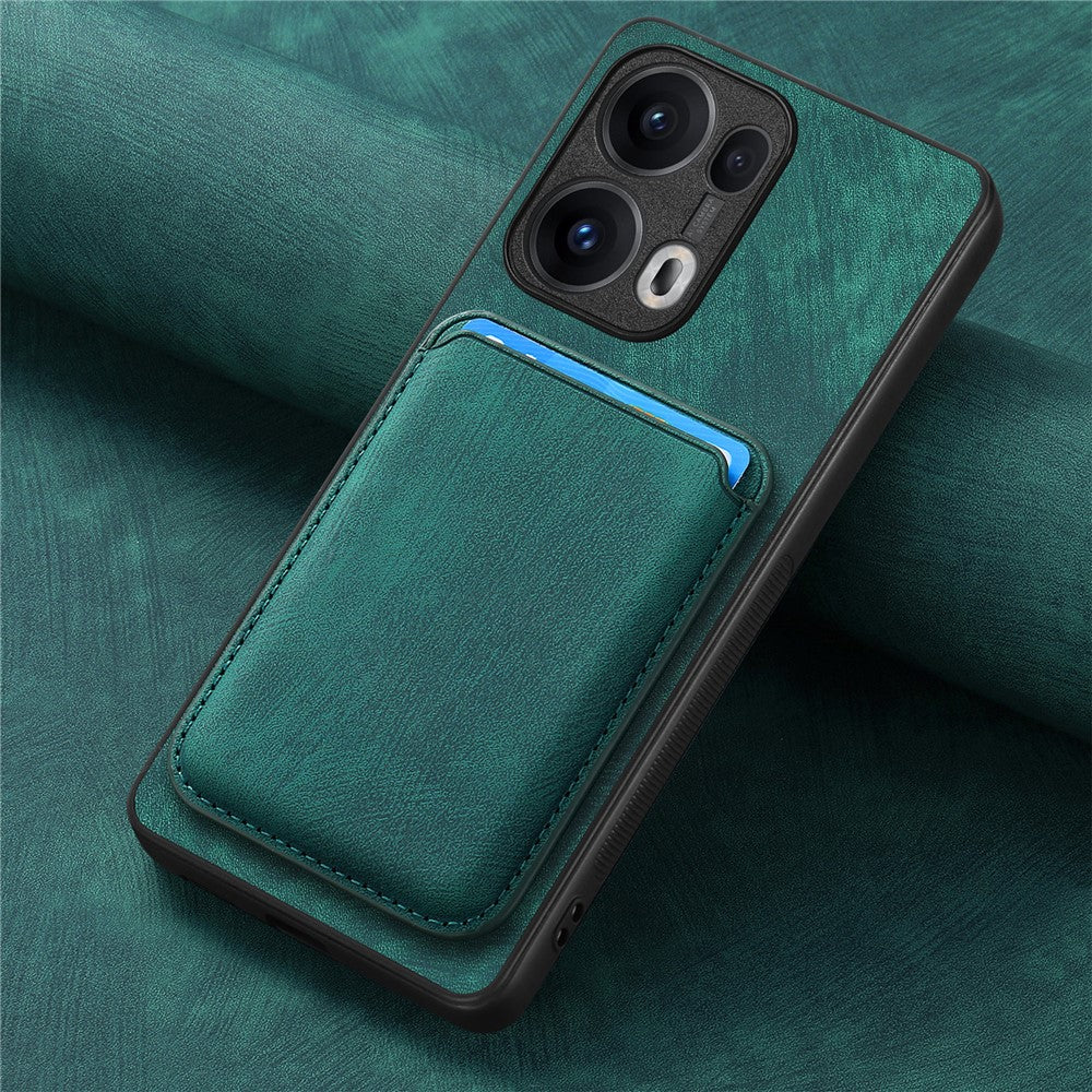 For Oppo Reno13 Pro 5G Case Compatible with MagSafe Leather Back Cover with Detachable Card Holder - Green