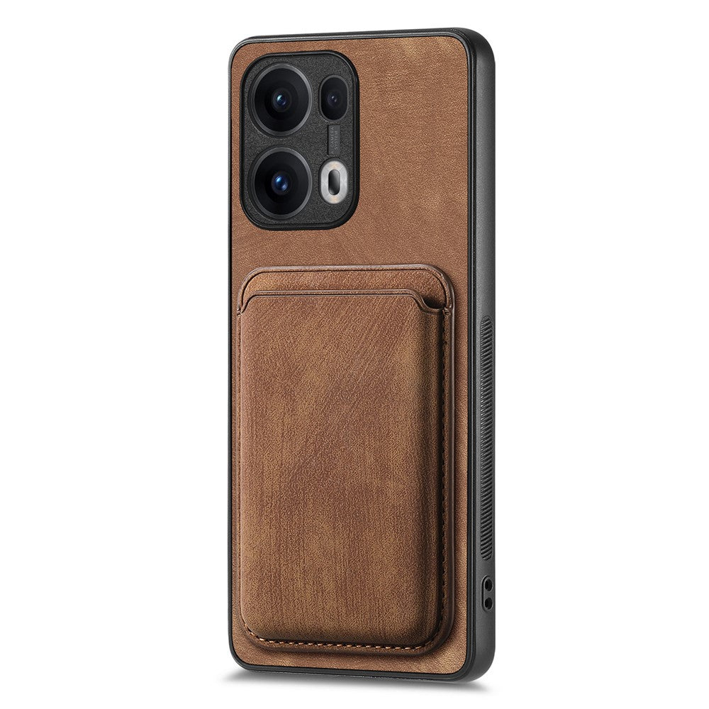 For Oppo Reno13 Pro 5G Case Compatible with MagSafe Leather Back Cover with Detachable Card Holder - Brown