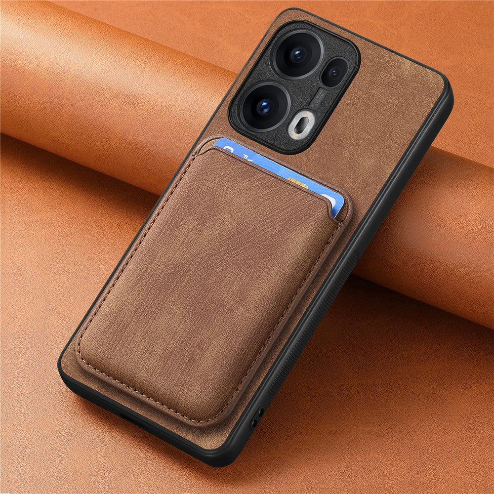 For Oppo Reno13 Pro 5G Case Compatible with MagSafe Leather Back Cover with Detachable Card Holder - Brown