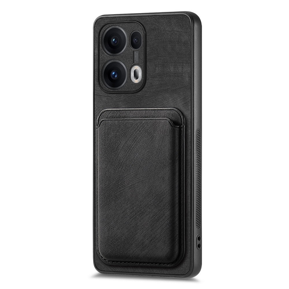 For Oppo Reno13 Pro 5G Case Compatible with MagSafe Leather Back Cover with Detachable Card Holder - Black