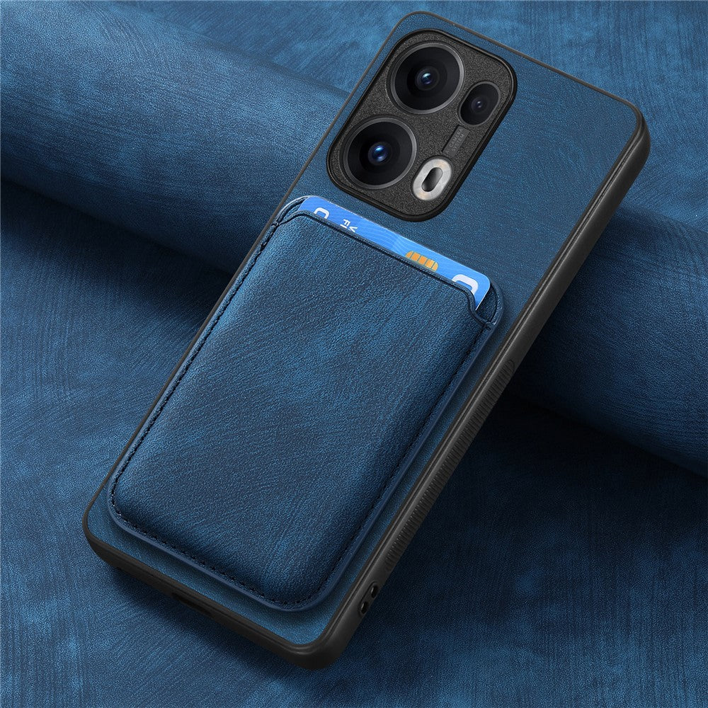 For Oppo Reno13 Pro 5G Case Compatible with MagSafe Leather Back Cover with Detachable Card Holder - Blue