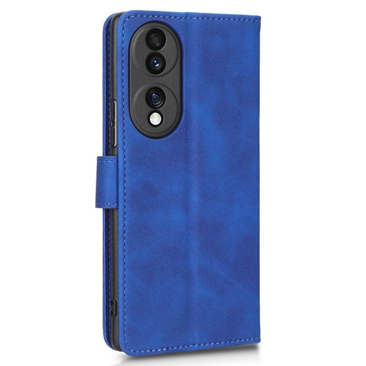 For Honor 70 5G Full Protection PU Leather Phone Case Skin-Touch Feeling Wallet Stand Phone Cover - Blue