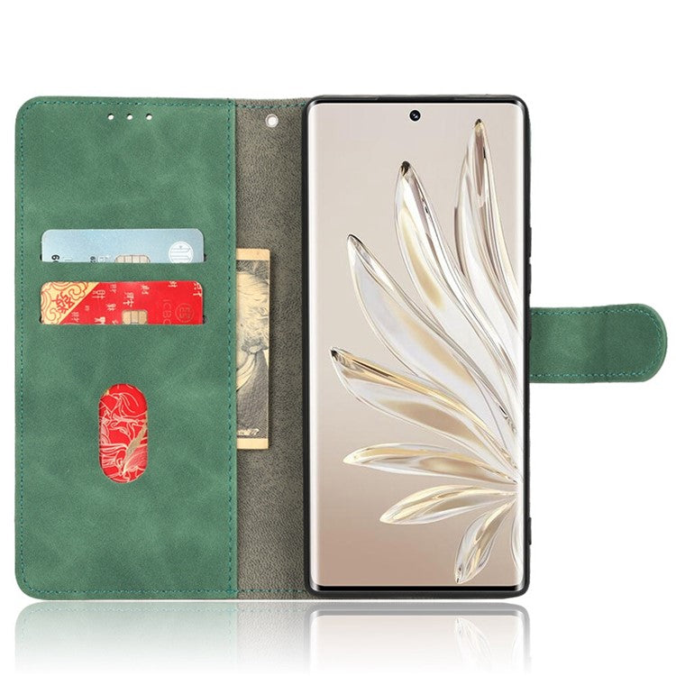 For Honor 70 5G Full Protection PU Leather Phone Case Skin-Touch Feeling Wallet Stand Phone Cover - Green
