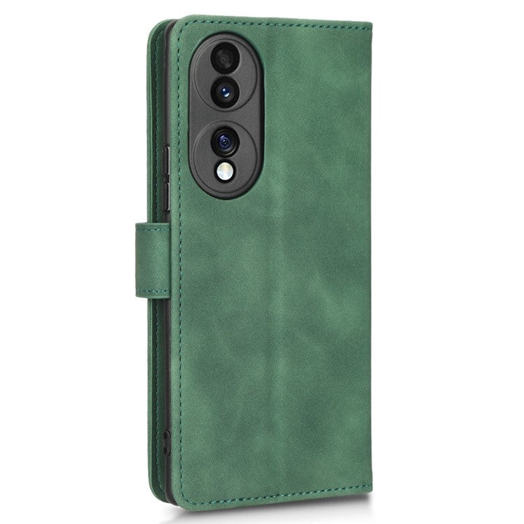 For Honor 70 5G Full Protection PU Leather Phone Case Skin-Touch Feeling Wallet Stand Phone Cover - Green