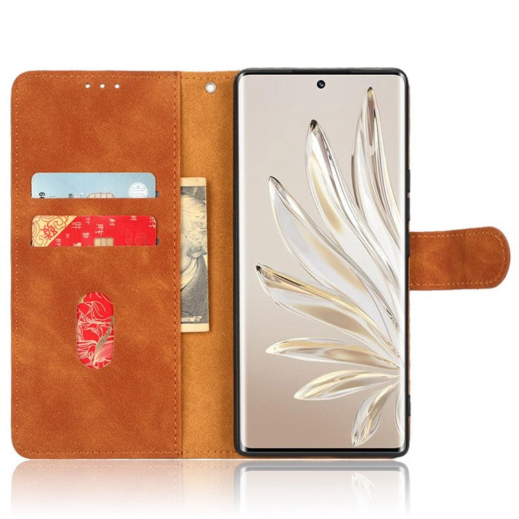 For Honor 70 5G Full Protection PU Leather Phone Case Skin-Touch Feeling Wallet Stand Phone Cover - Brown