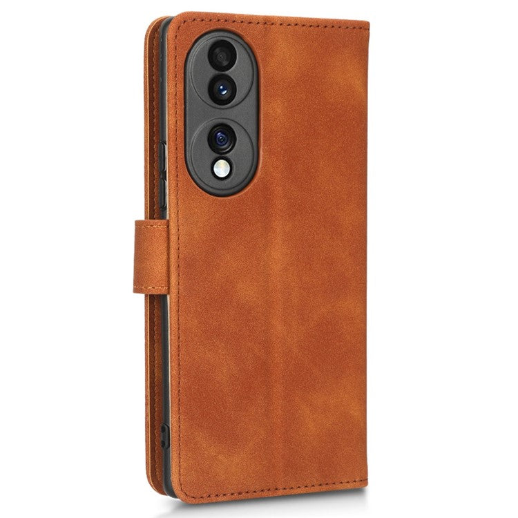 For Honor 70 5G Full Protection PU Leather Phone Case Skin-Touch Feeling Wallet Stand Phone Cover - Brown