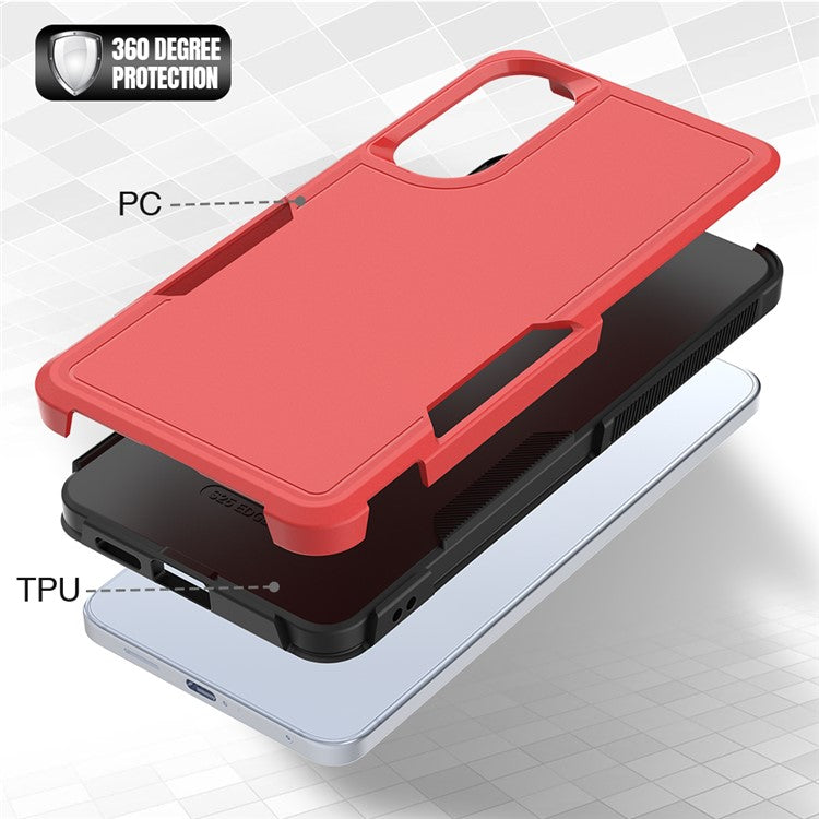 For Samsung Galaxy S25 Edge Case 2 in 1 PC + TPU Shockproof Phone Cover - Red