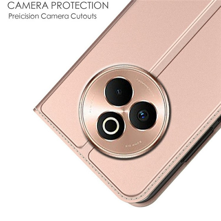 For Realme P3 Pro 5G Case PU Leather Phone Cover with Card Holder Stand - Rose Gold