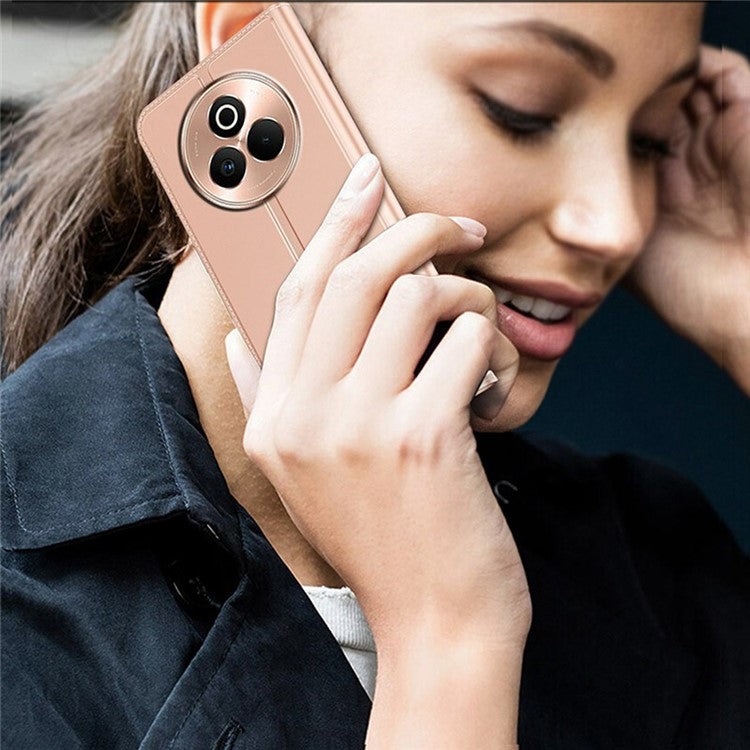For Realme P3 Pro 5G Case PU Leather Phone Cover with Card Holder Stand - Rose Gold