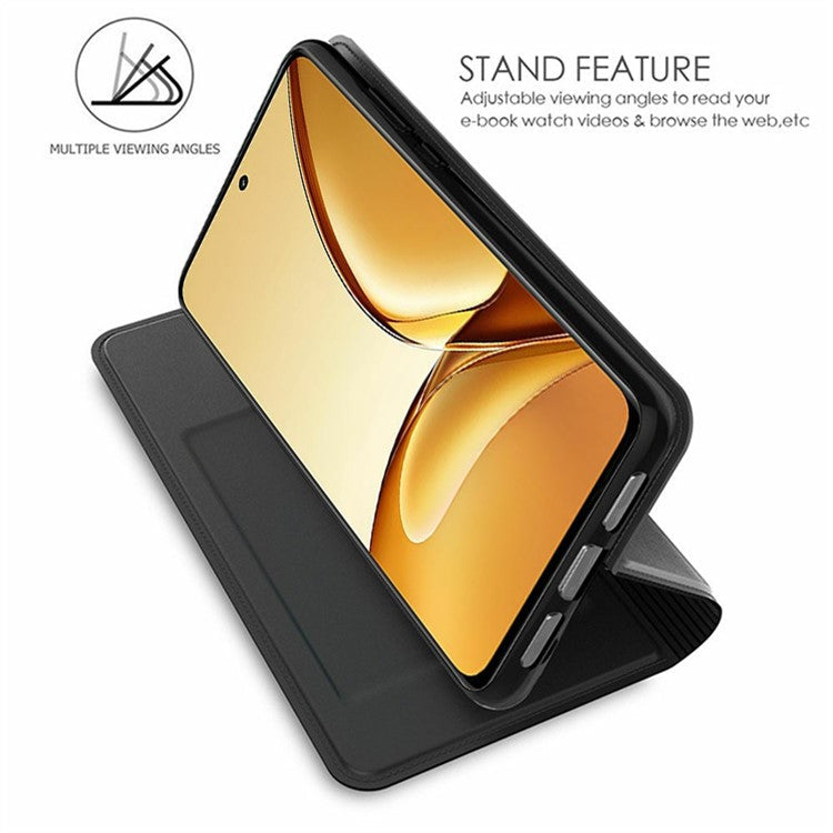 For Realme P3 Pro 5G Case PU Leather Phone Cover with Card Holder Stand - Black