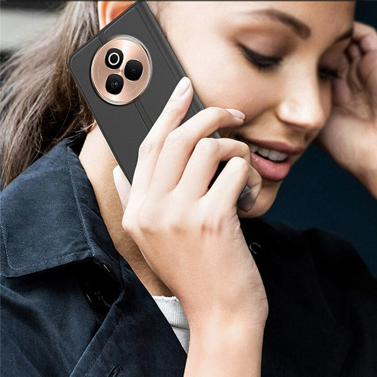 For Realme P3 Pro 5G Case PU Leather Phone Cover with Card Holder Stand - Black