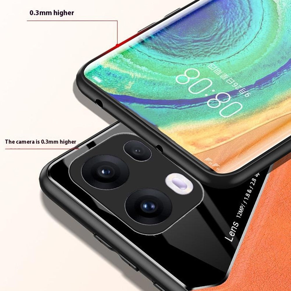 For Oppo Reno13 Pro 5G Case Leather Coated PC + TPU Phone Back Cover - Orange