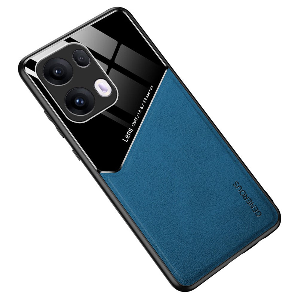 For Oppo Reno13 Pro 5G Case Leather Coated PC + TPU Phone Back Cover - Blue