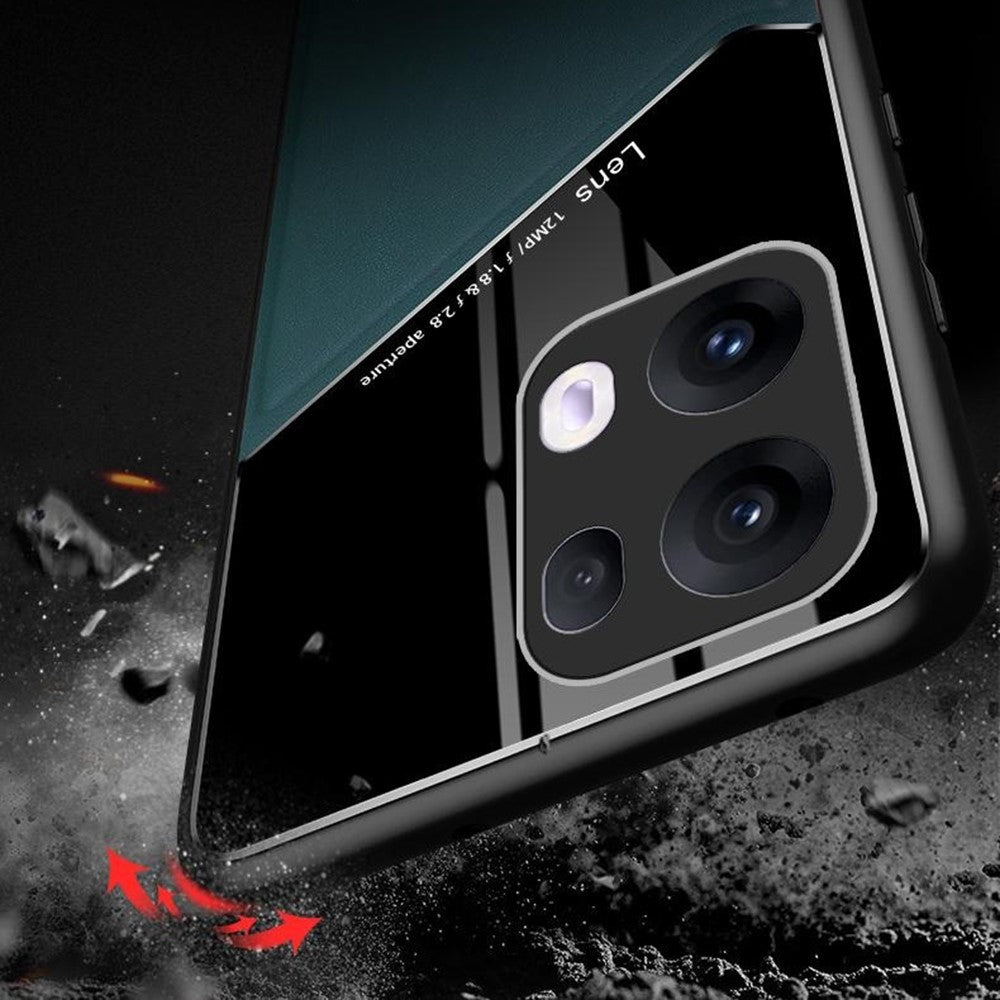 For Oppo Reno13 Pro 5G Case Leather Coated PC + TPU Phone Back Cover - Black