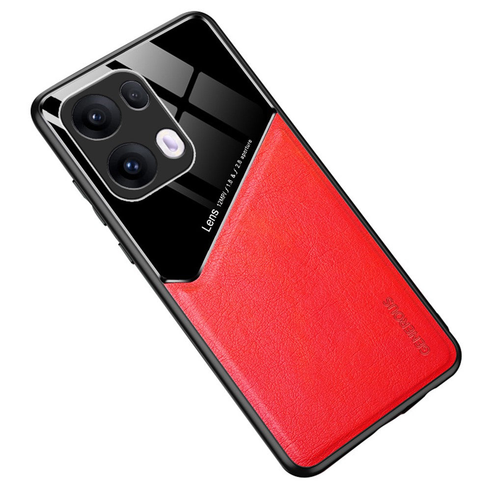 For Oppo Reno13 Pro 5G Case Leather Coated PC + TPU Phone Back Cover - Red