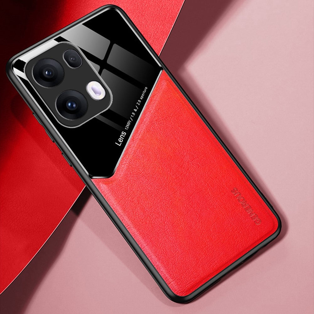 For Oppo Reno13 Pro 5G Case Leather Coated PC + TPU Phone Back Cover - Red