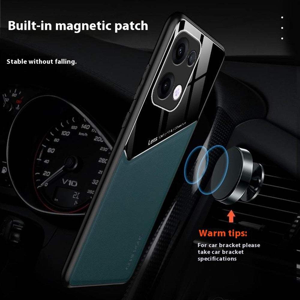 For Oppo Reno13 5G (Global) Case Leather Coated PC + TPU Phone Back Cover - Green