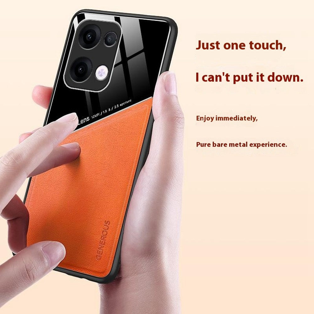 For Oppo Reno13 5G (Global) Case Leather Coated PC + TPU Phone Back Cover - Black