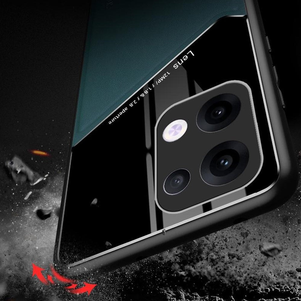 For Oppo Reno13 5G (Global) Case Leather Coated PC + TPU Phone Back Cover - Black