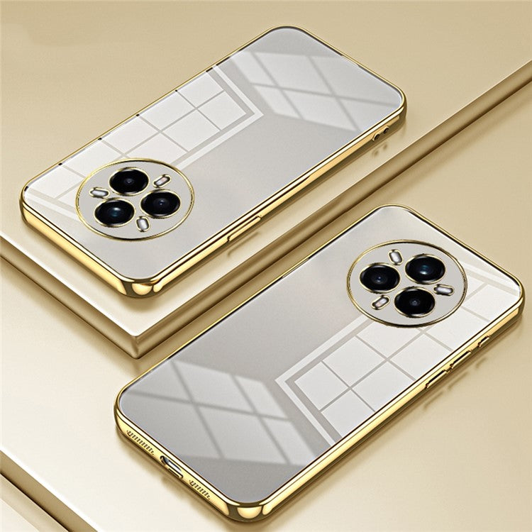 For Realme 14 Pro+ 5G Case Electroplating Frame Soft TPU Phone Cover - Gold