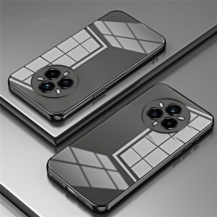 For Realme 14 Pro+ 5G Case Electroplating Frame Soft TPU Phone Cover - Black